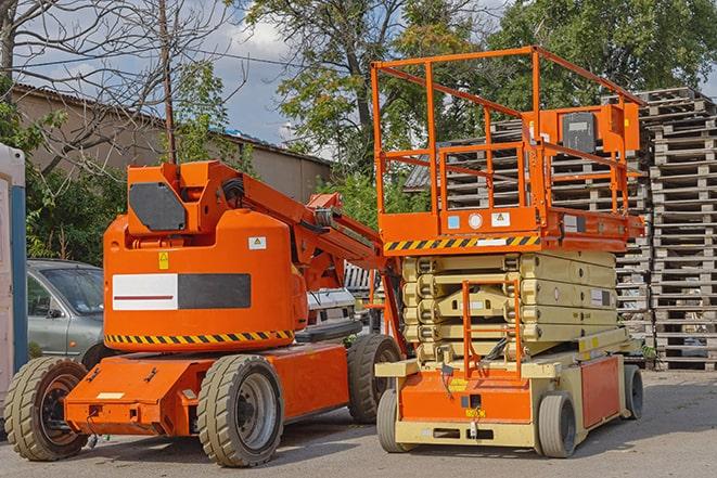 forklift moving crates in a large warehouse in Lithia